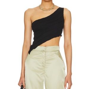 Sel One Shoulder Top in Black